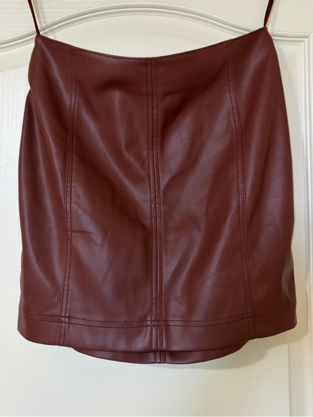 Women’s Free People Faux Leather Mini Skirt in Deep Burgundy/ Brown